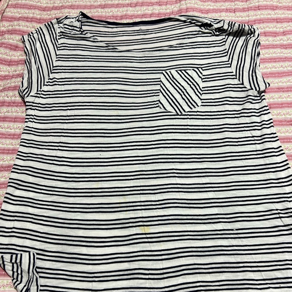 Denver Hayes - 2X striped Black and White Women's Top with pocket- new- like new